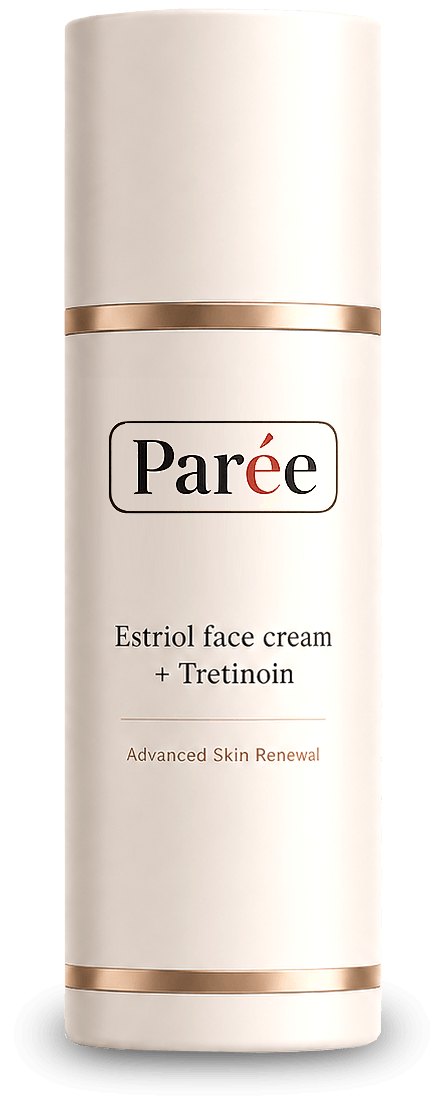 Estriol face cream with tretinoin bottle